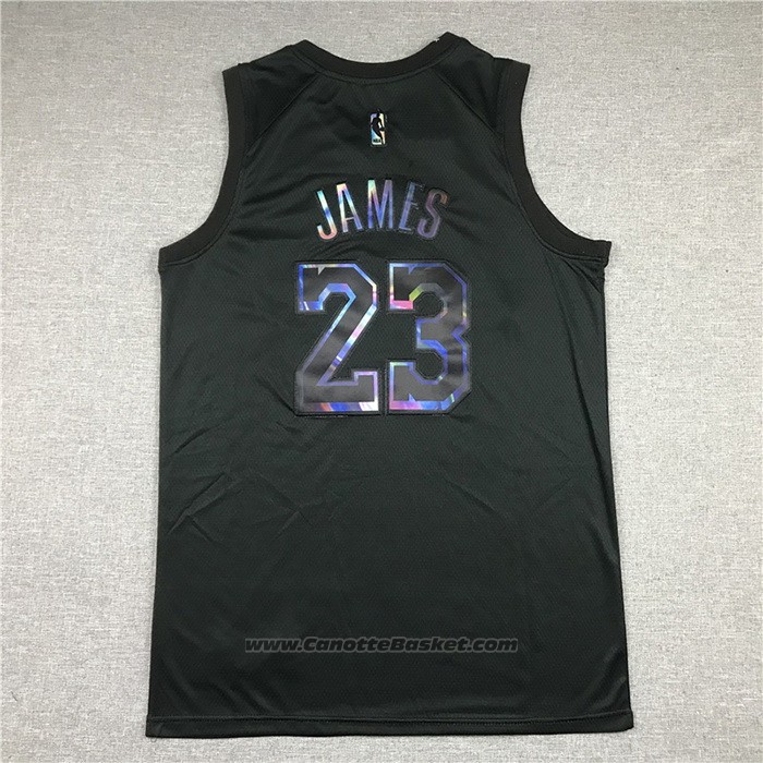 Maglia Los Angeles Lakers LeBron James #23 Iridescent Logo Nero